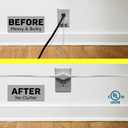 W4W Twin Extension Cord Power Strip - 3 Prong - 18 Foot Cord - 9 feet on Each Side - Flat Head (Wall Hugger) Outlet Plug - 6 Polarized Outlets