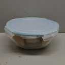 Luvan Glass Mixing Bowl with Lids Set of 5(0.2QT, 0.5QT, 1.1QT, 2.1QT, 3.75 QT), Space-Saving Nesting Bowls Anti-slip Salad Bowls for Storage, Cooking, Microwave,Freezer,Oven and Dishwasher Safe (Minty Blue)