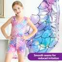 Mermaid Gymnastics Leotards for Girls 4-13 Years Old Toddler Kids Dance Tumbling Outfit Matching Shorts Set Birthday Gifts (Sk36)   12-13 Years