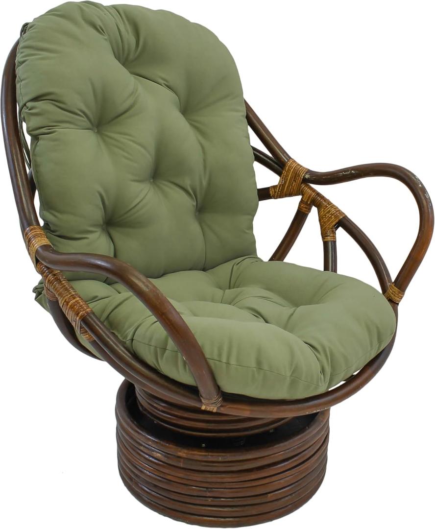 Blazing Needles Solid Twill Swivel Rocker Chair Cushion, 48" x 24", Sage