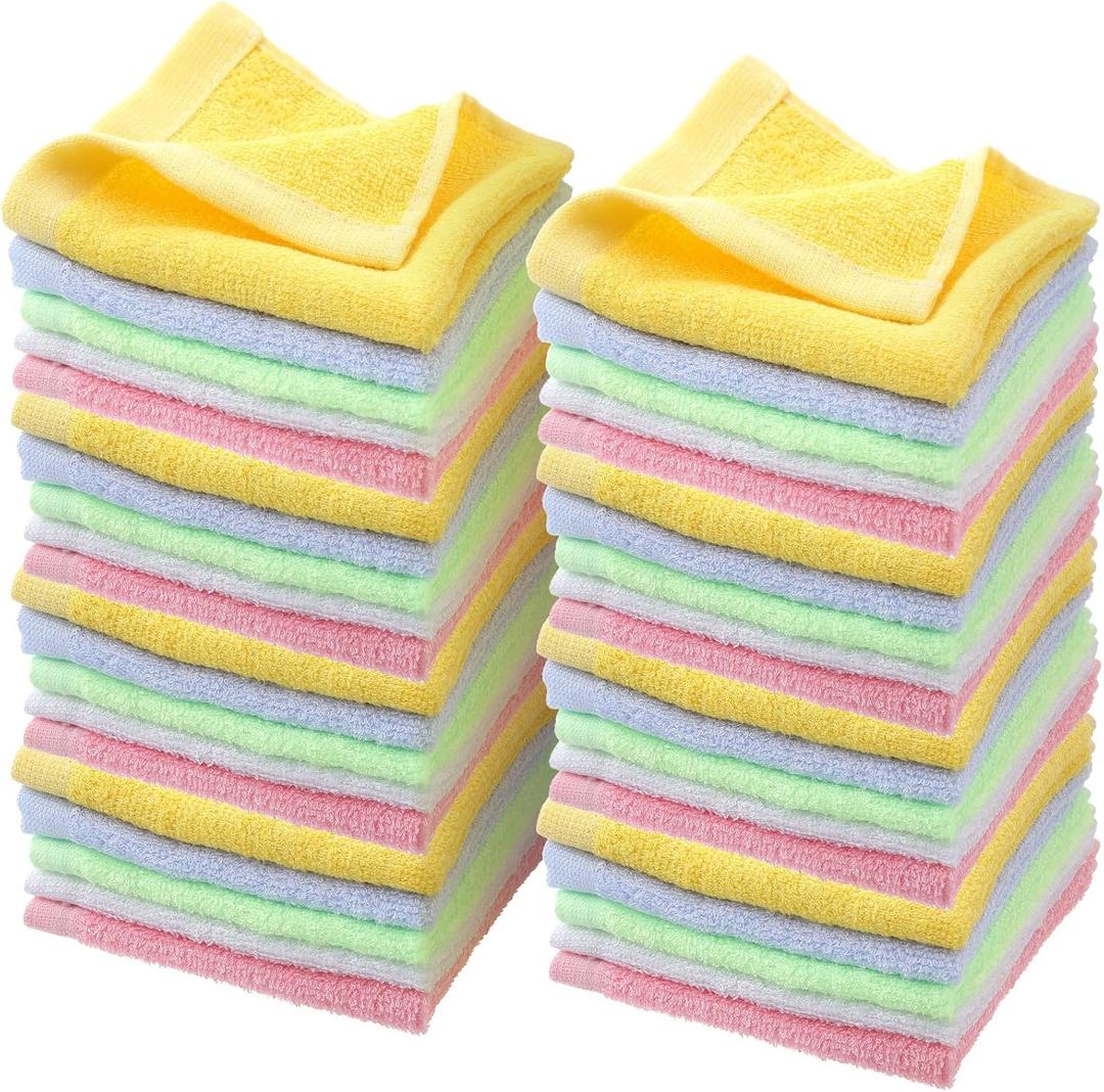 40 Pack Cotton Wash Cloth Bulk, 10x10 Inch Soft Quick Drying Cotton Viscose Towels, Bulk Bath Hand Face Wash Cloths for Women Men, Multipurpose Bathroom Body Washing Rags, Fingertip Towels