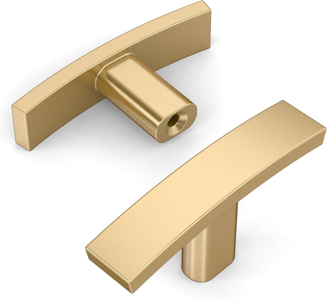 Amerdeco 10 Pack Champagne Bronze Cabinet Knobs Single Hole Cabinet Handles 2 Inch Solid Zinc Alloy Cupboard Gold Drawer Knobs Kitchen Cabinet Knobs T Bar Hardware ZH0003