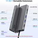 Acer 11 in 1 USB C HUB Multiport Adapter with 4K@60Hz HDMI, 2x10Gbps USB C, 2x5Gbps USB A, 100W PD Port, 1000Mbps Ethernet, 1080P VGA, SD/TF, Laptop Docking Station Dual Monitor for PC, Desktop