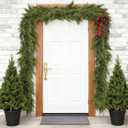 9FT Christmas Cedar Garland, 2Pcs Artificial Real Touch Realistic Greenery Christmas Pine Garland for Fireplace Mantel Table Stairs Indoor Outdoor Holiday Decoration
