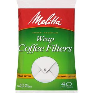 Melitta Percolator Wrap-Around Coffee Filters, White, 40 Count (Pack of 12) 480 Total Filters Count