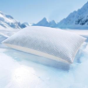 puredown® Cooling Goose Feather Down Pillow, Set of 1, Standard Size Bed Pillow Insert with Soft Cooling Pillowcase for Cool Sleep