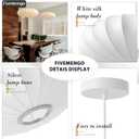 Large 23.6 inch Lantern Pendant Light, White Imitation Silk Lampshade, Bubble Pendant Light, Hanging Lamp Simple Chandelier for Living Dinning Room Kitchen Island Bedroom Restaurant Cafe