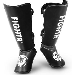 FIGHTR Shin Guards - with a and Ideal Padding | Thick shin Protection for Kicks in Kickboxing, MMA, Muay Thai and Other Martial Arts (Medium)