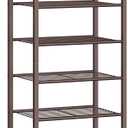 SONGMICS Narrow Shoe Rack - Sturdy 8 Tier Metal Tall Shoe Rack Shelf, Slim Shoe Storage Organizer for Closet Entryway Small Spaces, Bronze, 12"D x 17.6"W x 50.6"H