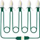 Lighting System, 9.8Ft Green Accessory Cord with 5LED C7 Spare Fuse Bulbs, Blow Mold Lights Cord with Female Plug, Perfect for Halloween Christmas Village and Homemade Craft Decorations