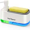 Hand and Dish Soap Dispenser Set for Kitchen, Dual Soap Dispenser with Sponge Holder, 3-in-1 Countertop Soap Pump Dispenser for Kitchen Sink, Useful Kitchen Gadgets - White