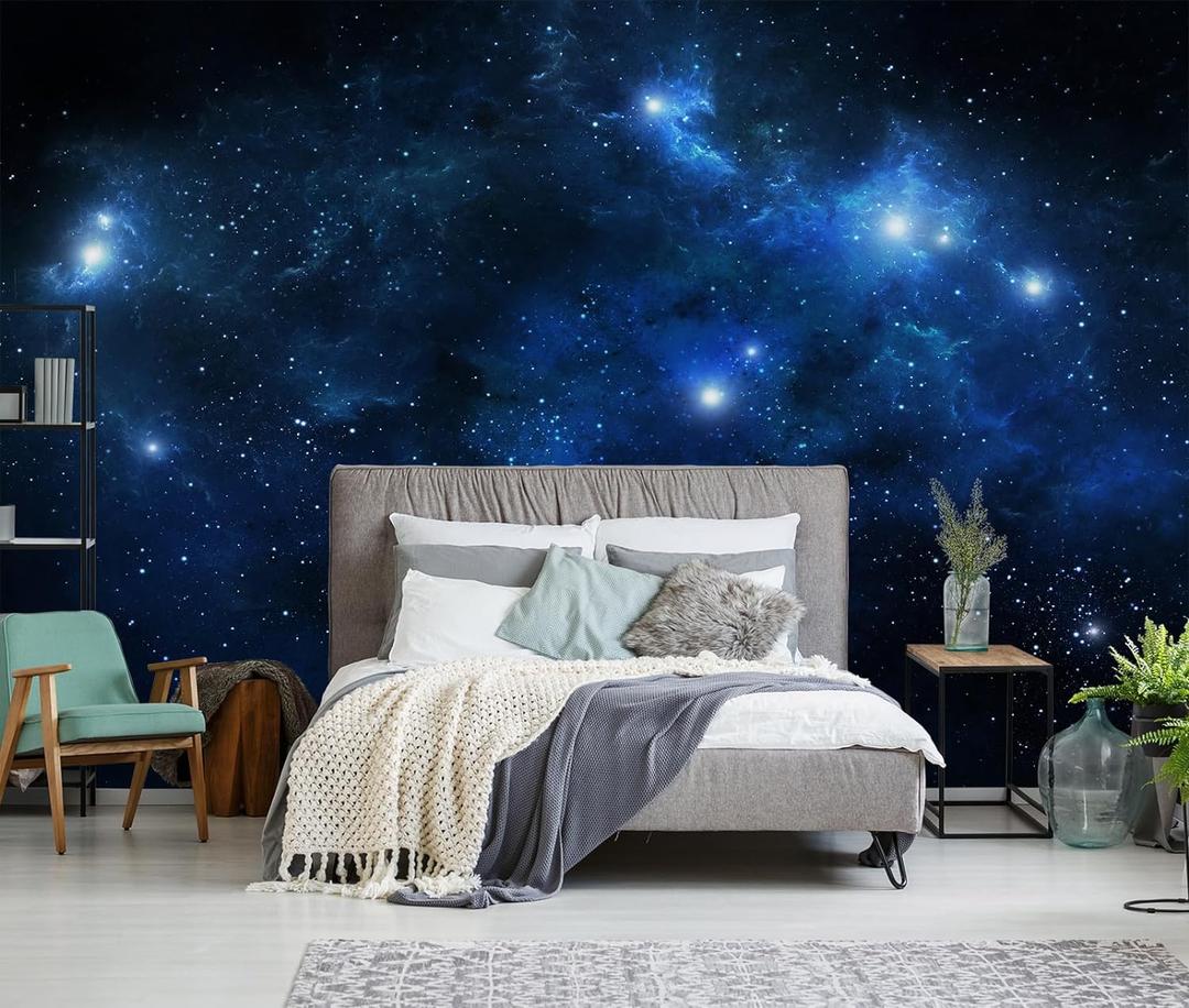 Galaxy Cosmic Wallpaper for Ceiling Night Sky with Stars and Nebula Wall Mural Living Room BedroomNot Peel and Stick, 91" x 60"