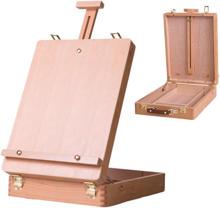 Wooden Art Easel for Painting & Sketching - Tabletop & Table Top Easel with Storage - Adjustable Height & Angle, Foldable - Perfect for Adults, Artists, Students & Beginners