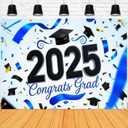 Congrats Grad Class of 2025 Graduation Decorations Backdrop 71x43 Inch Graduation Sign Backdrop Congratulations Blue graduation Decorations Party Banner