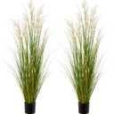 Artificial Plant, 47in Tall, 2pk Grass, Faux House Plants in Pot, Indoor Decorative Flowers &Greenery for Home and Office, Ideal Housewarming Gift