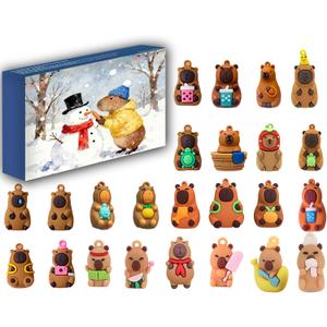 2025 Capybara Advent Calendar 24PCS Capybara Keychains Countdown Calendar Capybara Action Figures Gift for Birthday Halloween Thanksgiving Christmas (Colourful-Capybara)