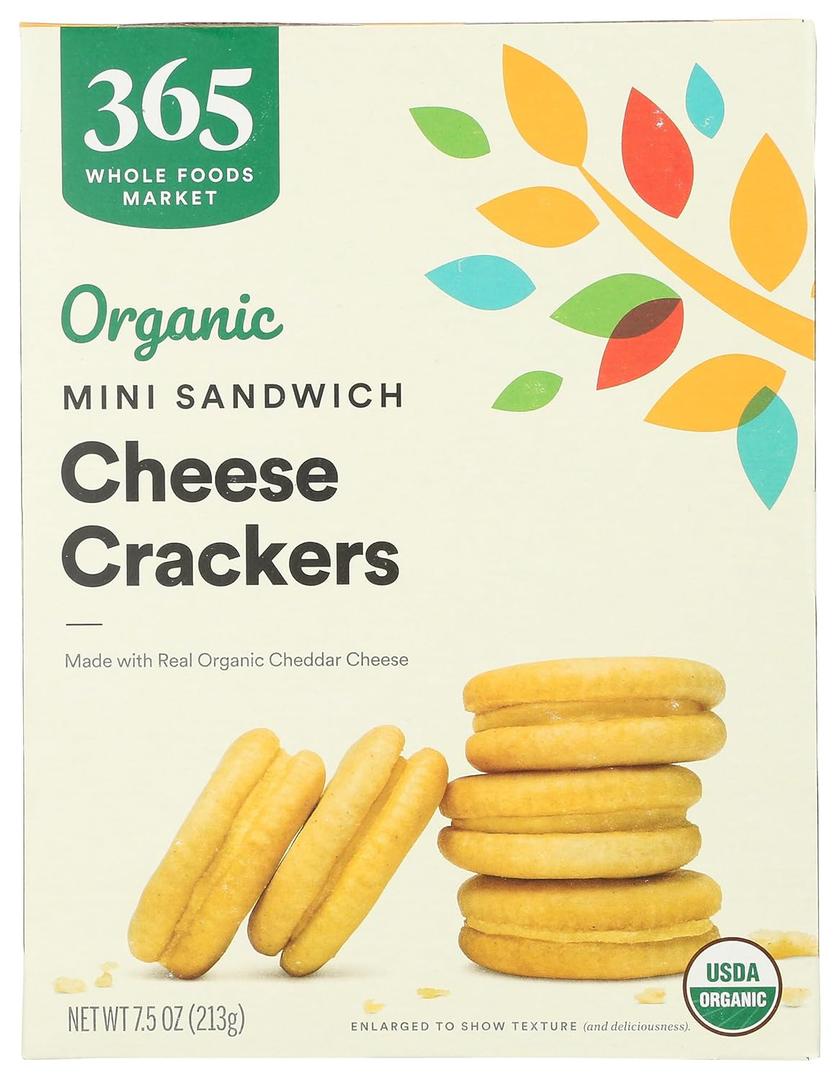 4 x 365 by Whole Foods Market, Organic Mini Cheese Sandwich Crackers, 7.5 Ounce
