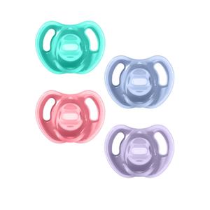 Tommee Tippee Ultra-Light Silicone Pacifier, 18-36 Months, Symmetrical One-Piece Design, BPA-Free Silicone Binkies, Pink/Violet/Green, Pack of 4