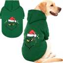 KOOLTAIL Christmas Dog Hoodie Santa Hat Costume Outfit for Small Medium Large Dogs, Soft Hat Hooded Sweatshirt & Pet Winter Coat, Warm Puppy Clothes with Leash Hole, Green L