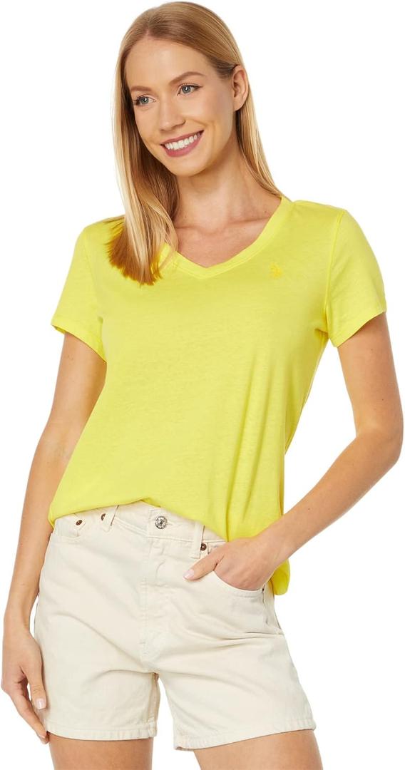 U.S. Polo Assn. Juniors' Short-Sleeve V-Neck T-Shirt (X-Large, Blazing Yellow)