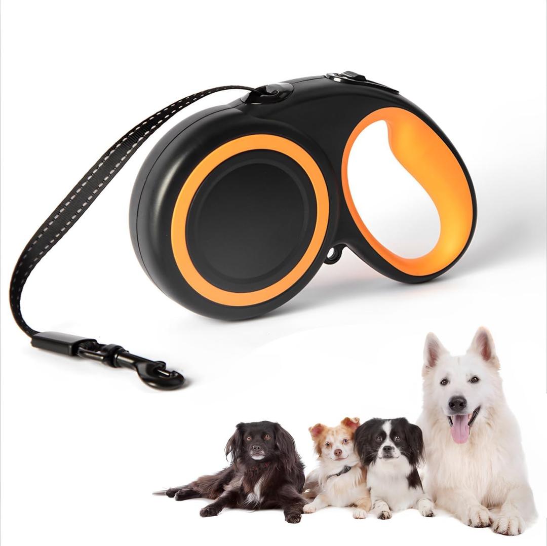 16 Ft Retractable Dog Leash, 360 Tangle-Free Heavy Duty Great Leashs for Dog up to 66lbs with Anti-Slip Handle, Dog Walking Leash for Medium 66lbs Dogs (Black,M)