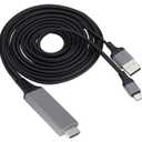 zdyCGTime 2 in 1 MHL USB Type C 3.1 Male & USB 2.0 A Male to HDMI Male 4K@30Hz HDTV Mirroring Video Audio Output Charging Cable Compatible with Android, MacBook, iPad, Thunderbolt 3(2m/Black-USB C)