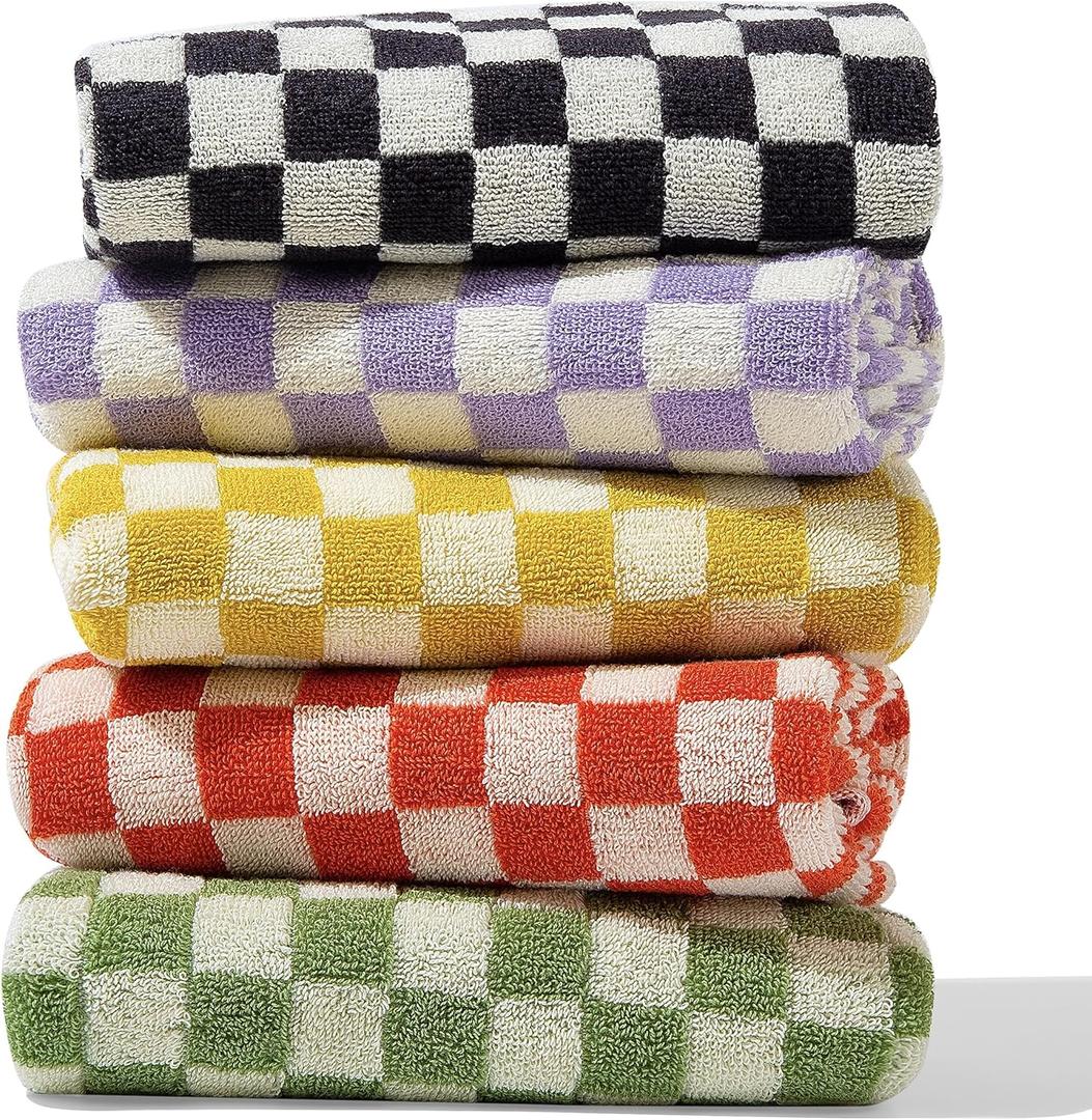 Luxurious Cotton Hand Towels Set of 5 - Soft, Absorbent, and Decorative for Bathroom, Kitchen, Spa, Gym, and More - 13 x 29 Inches - 5 Colors