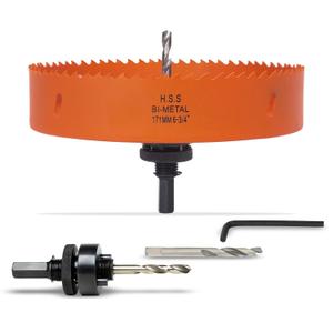 6-3/4 Inch Hole Saw with Arbor for Metal Wood Plastic, 6-3/4 in Bi-Metal Hole Cutter for Different Project with Smooth and Flat Drilling Edge, Fast Chip Removal,Lighter and Portable
