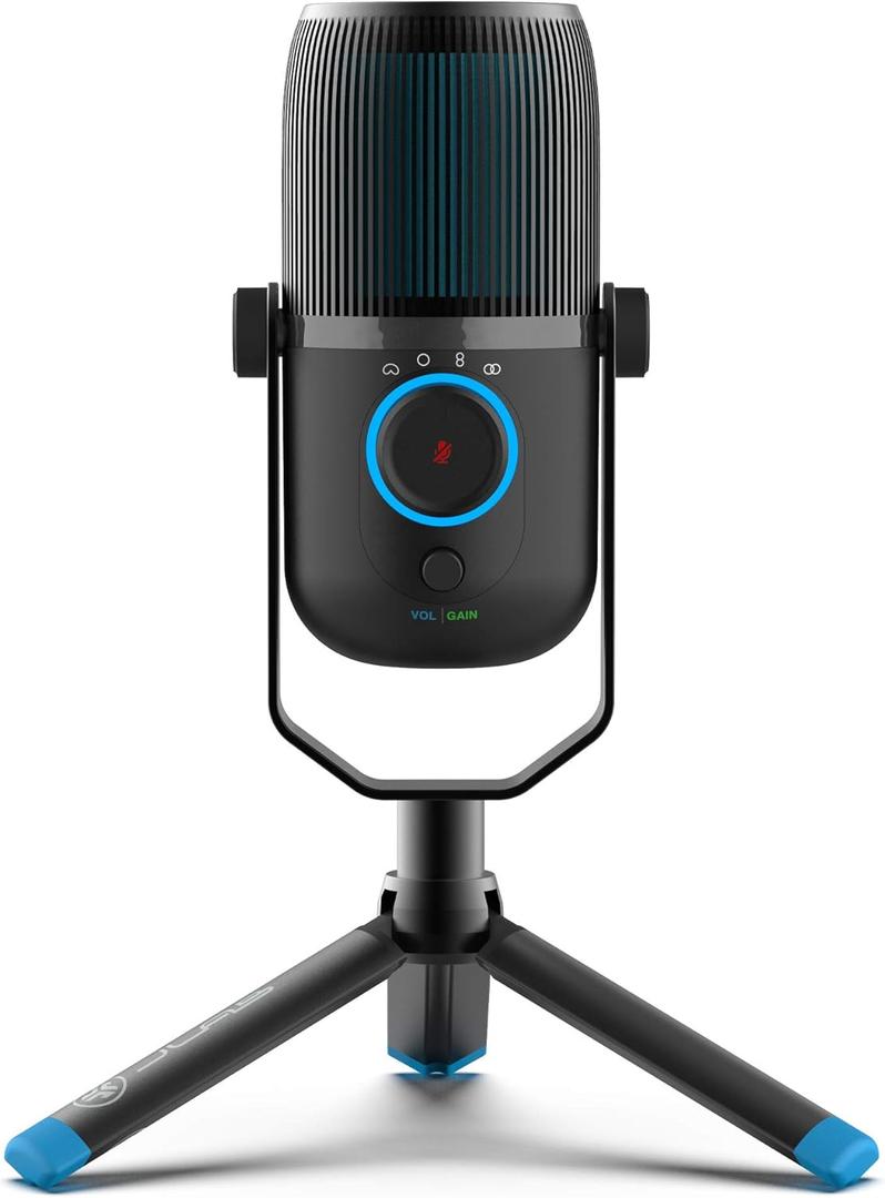JLab Talk USB Microphone, USB-C Output, Cardioid, Omnidirectional, Stereo or Bidirectional, 96k Sample Rate, 20Hz, 20kHz Frequency Response, Volume, Gain Control, Quick Mute, Plug & Play