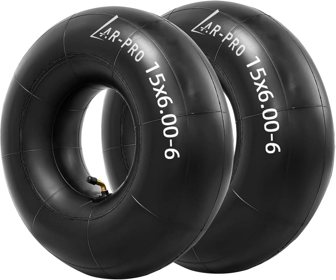AR-PRO (2-Pack) 15x6.00-6" Inner Tubes with TR87 Bent Valve Stem  Replacement Heavy-Duty Tire Tubes for Lawn Mowers, Tractors, Wheelbarrows, Go-Karts, ATVs, Garden Utility Equipment