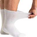 Viasox EasyStretch Diabetic Crew Socks for Men & Women, Non Binding Neuropathy Socks (Large, White)