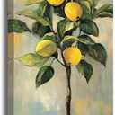 BJYCHG Lemon Pictures for Kitchen Lemon Wall Art Citrus Canvas Prints Yellow Fruit Tree Poster Summer Paintings Farmhouse Kitchen Decor Frame (Green, (24L x 8W))