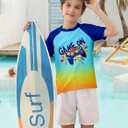 Boys Rash Guard Shirt Short Sleeve UPF 50+ UV Sun Protection T Shirt for Kids 4-13Y (Blue)