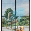 MAGZO Magnetic Screen Door Fit Door Size 80 x 96 Inch, Screen Size 82" x 97" Strong Magnet French Style Mesh, Heavy Duty Fiberglass Mesh with Hook & Loop for Sliding Entrance, Gray
