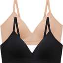 ThirdLove Form Fit Wireless Bra, Wire Free Bras with Support and Lift, Seamless, Comfortable Bras for Women, 2 PK Black/Taupe XL