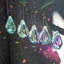 HDCRYSTALGIFTS 12pcs Suncatcher Crystal 50mm AB Loquat Shape Chandelier Parts Drops Prisms Hanging Crystal Sun Catchers,Colorful Glass Ornaments for Christmas Tree
