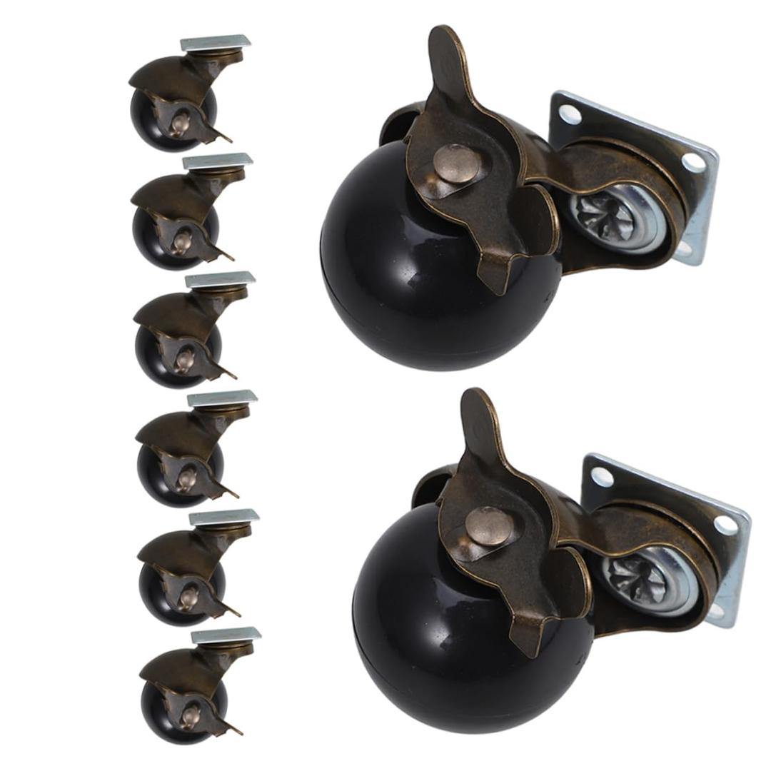 Alipis 8pcs Antique Caster Wheels with Brake Swivel Heavy Duty Casters for Office Chairs Tables Cabinets Vintage Design for Smooth Mobility and Secure Locking