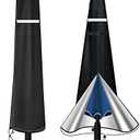 Patio Umbrella Cover for 9ft to 12ft, Waterproof 420D Oxford Outdoor Parasol Covers with Zipper, Windproof & Anti-UV Protective Cover for Garden, Market and Patio Umbrellas, Black