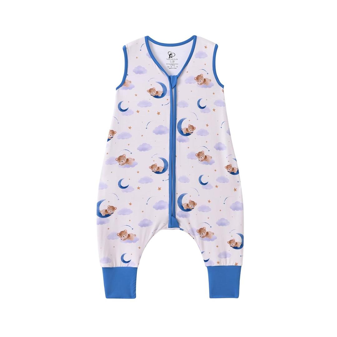 Baby Sleep Sack with Feet 6-12 Months 0.5 Tog 95% Rayon from Bamboo 5% Spandex Breathable Sleep Sacks Baby Walker Quilted Wearable Blanket with Legs 2-Way Zipper Bear
