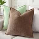 Pallene Chenille Soft Brown Throw Pillow Cover 18x18 Set of 2