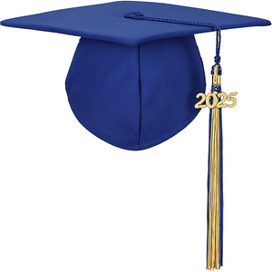 Newrara Graduation Unisex Matte Adult Graduation Cap with Tassel, Royal Blue, Gold Pack of 2