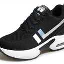 AONEGOLD Women's Platform Sneakers Wedges High Top Lace Up Shoes Increase Fashion Sneakers for Women Girls Black 41