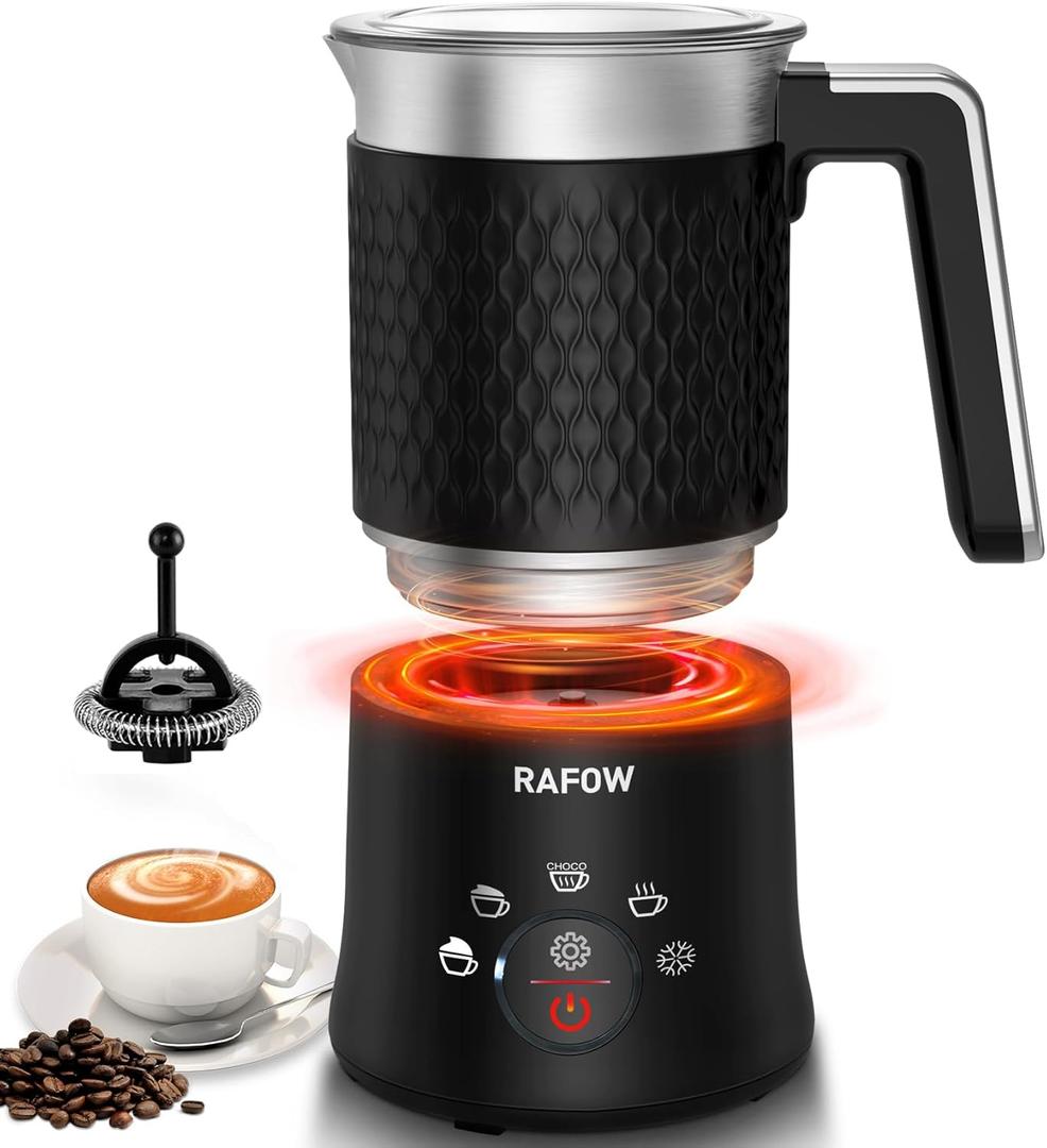 Milk Frother and Steamer - 5 In 1 Milk Frother Electric 11.8oz Automatic Milk Steamer Hot & Cold Foam Maker and Milk Warmer - Dishwasher Safe & Silent Working for Coffee,Latte,Cappuccino,Hot Chocolate