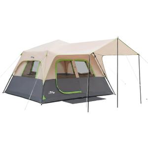Camping Tent, Instant Cabin Tents for Camping, 8-Person Family Tent, Easy Setup in 60 Seconds with Porch, Large Waterproof Tents for Outdoor Camping, 5 Mesh Windows, Upgraded Ventilation (Khaki)