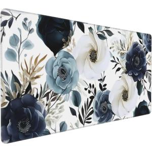 35.4 x 15.7 in, XXL Large Mouse Pad for Desk, Extended Keyboard Mouse Mat for Computer Office, Big Laptop Mouse pad, Gaming Pc-Boho Navy Blue Peony Florals