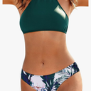 Ekouaer High Neck Halter Bikini Top Floral Swimsuits Two Piece Bathing Suits Triangle Bottoms for Women Teen Juniors Small