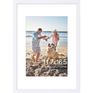 decorUhome A3 Picture Frame, Display Pictures 8.3x11.7 with Mat or 11.7x16.5 without Mat, Wall Mounting Photo Frame, White, 1 Pack