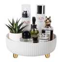 Anyoifax Makeup Perfume Organizer Tray 360 Degree Rotating Lazy Susan Skincare Lotion Organizer Spinning Cosmetics Storage for Dresser, Vanity, Bathroom Countertop, Small Ivory White