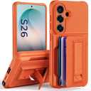 for Samsung Galaxy S26 Case Wallet with Card Holder (4-5Cards),[RFID Blocking][Kickstand][Military Drop Protection] Full Camera Protection Wallet Case for Samsung S26 Orange