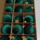 Green Velvet Balls Ornaments for Christmas Tree 15 PCS, 3.15 Inch Big Shatterproof Christmas Bulbs Ornaments Set-Decorative Hanging Baubles, Flocked Classic Decorations for Holiday(Emerald Green)